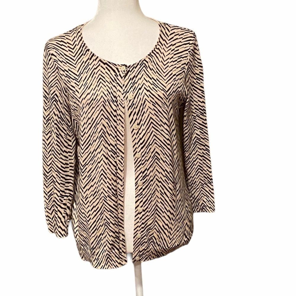 Loft Cardigan Size Medium Cream & Black